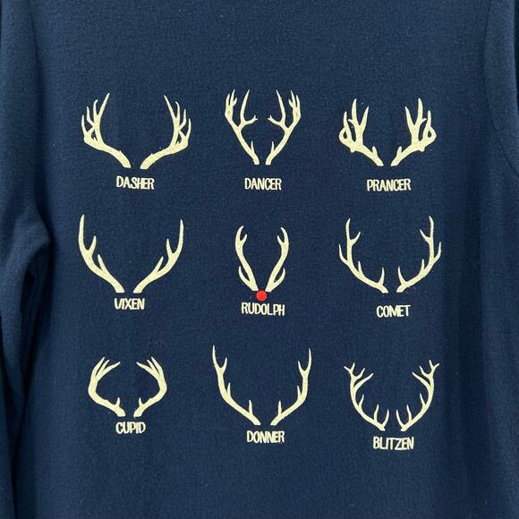 Judith March Navy Reindeer Antler Crewneck Sweatshirt Holiday Women’s Size S - Picture 11 of 11